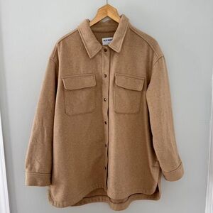 Old Navy Classic Camel‎ Brushed-Twill Front Snap Round Hem Shacket
